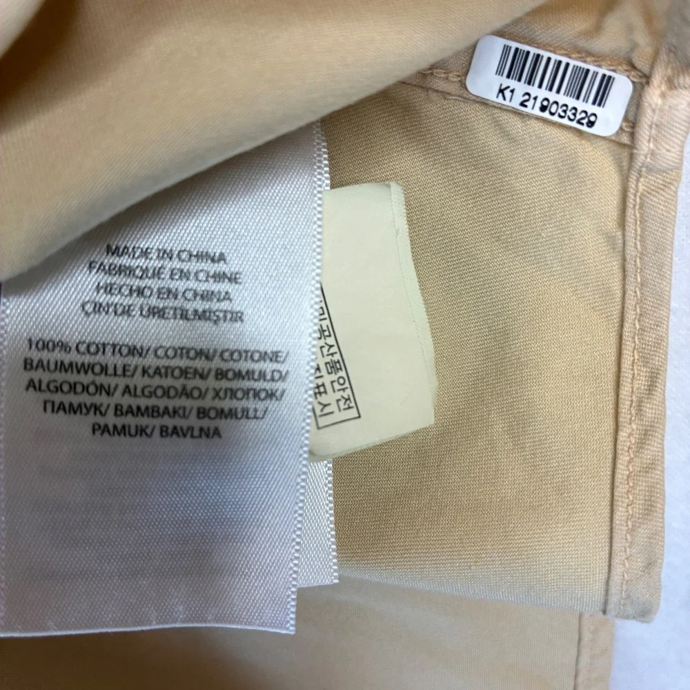 Polo Ralph Lauren Shirt Mens L Tan Khaki Featherweight Twill Epaulette Safari